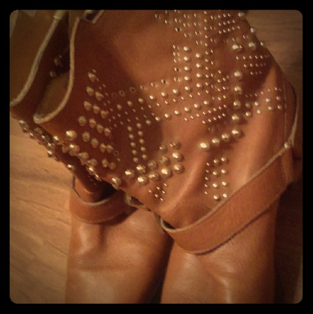 Leather studded boots